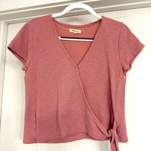 Madewell Small Shortsleeve Faux Wrap Top